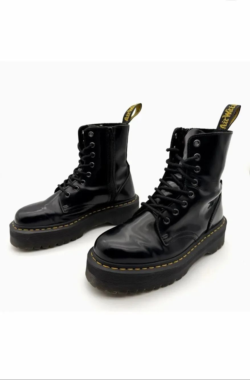 DR MARTENS Jadon Black Smooth Boots Size US 7 Side Zip Leather Platform